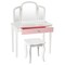 Costway Kids Vanity Set Princess Makeup Dressing Play Table Set W/Mirror White\ Pink